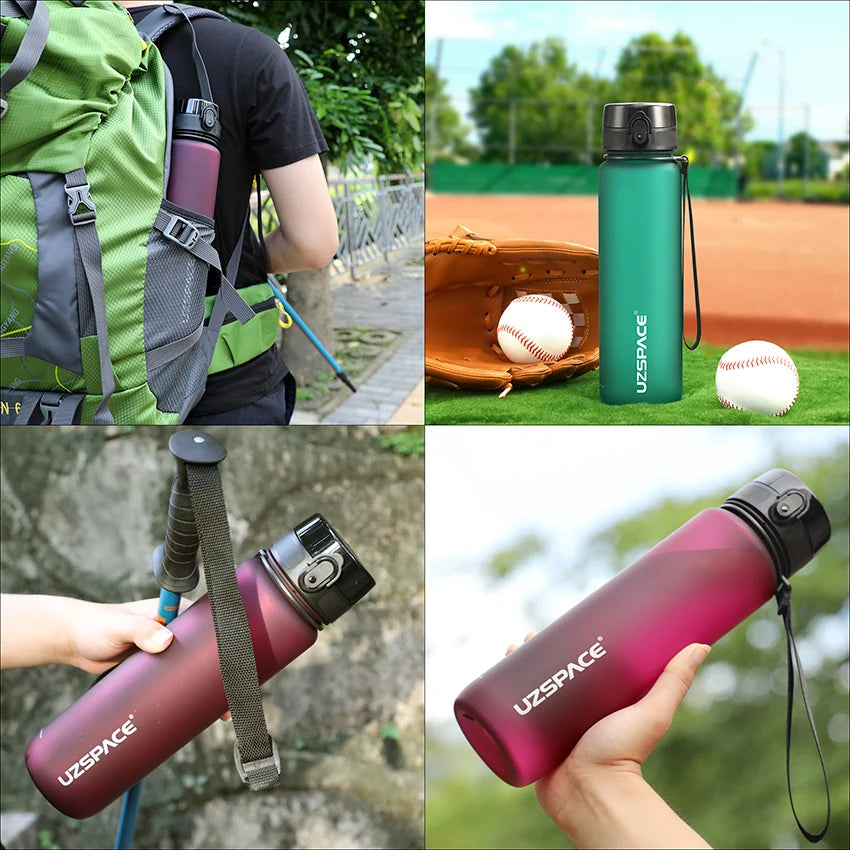 New 500/1000ml Sports Water Bottle Portable Leakproof Shaker Drinkware