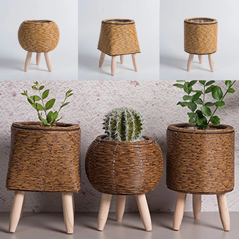 Nordic Flower Shelf Imitation Rattan