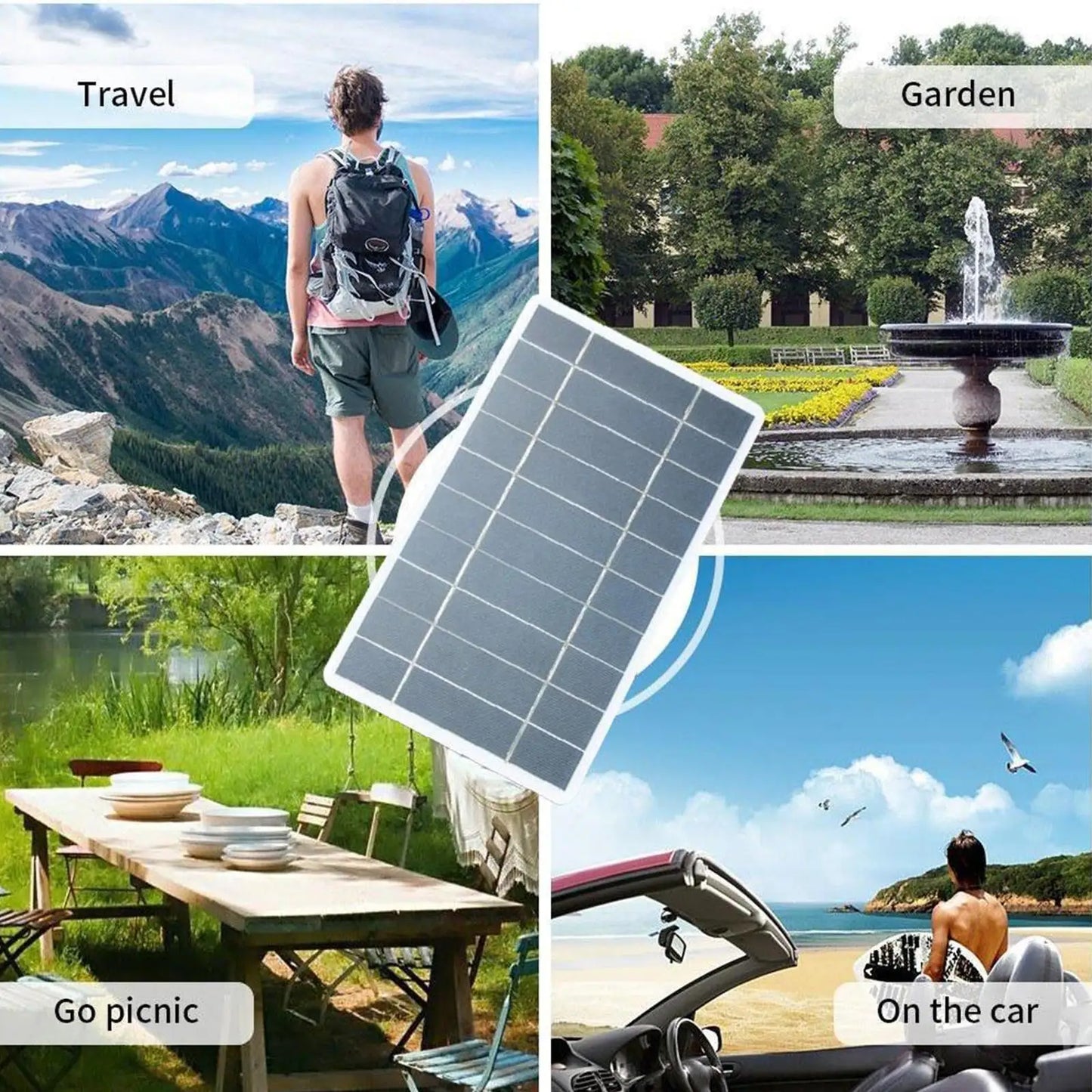 Portable Solar Panel 5V 2W Solar Plate with USB Safe Charge