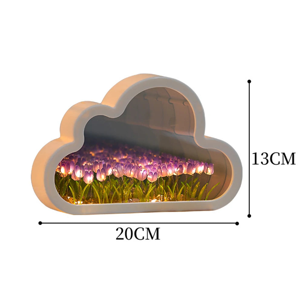 DIY Cloud Tulip LED Night Light Mirror