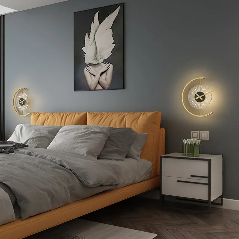 Modern LED Wall Lamp Clock Sconce