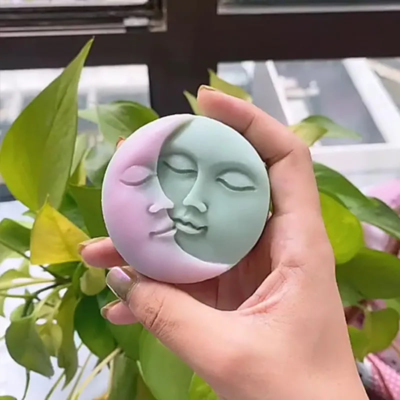 Warm Moon Sun Face Candle Silicone