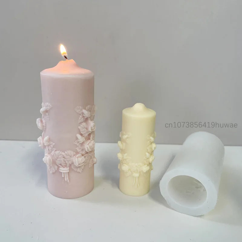 Rose Flower Bouquet Scented Candle Silicone