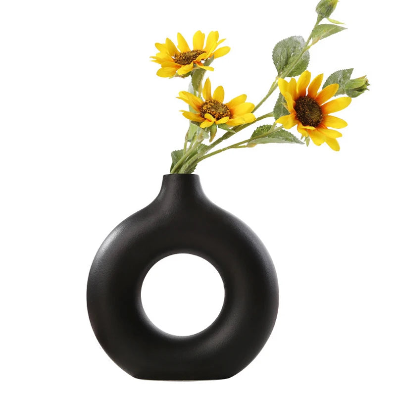 Nordic Vase Circular Hollow Ceramic