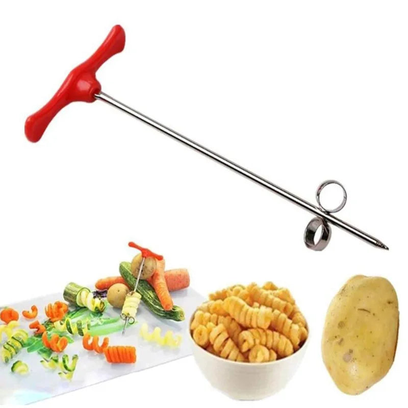 Potato Spiral Cutter Manual Roller French Fry Cutter Making Twist Shredder