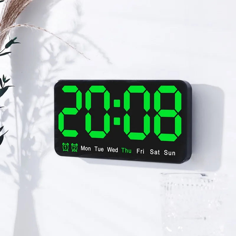 Voice Control Large Digital Wall Clock Temperature Date