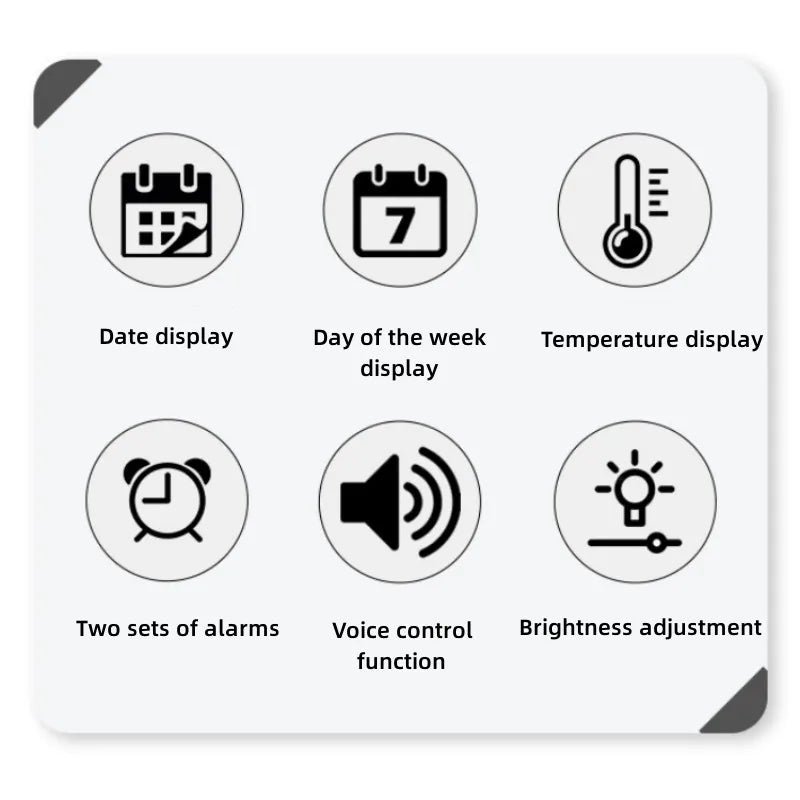 Voice Control Large Digital Wall Clock Temperature Date