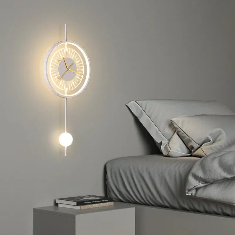 Modern LED Wall Lamp Clock Sconce