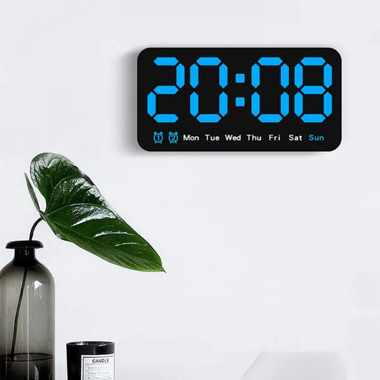 Voice Control Large Digital Wall Clock Temperature Date