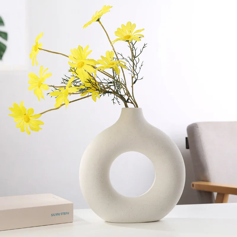 Nordic Vase Circular Hollow Ceramic