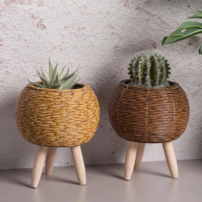 Nordic Flower Shelf Imitation Rattan