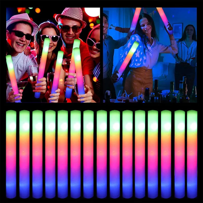 15/30Pcs LED Glow Sticks Bulk Colorful RGB