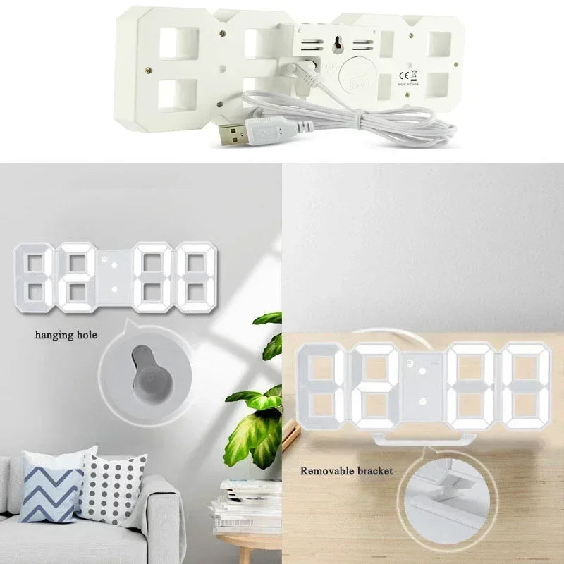 Purchase Products Clock 3D LED Digital Alarm Clock Wall Clock