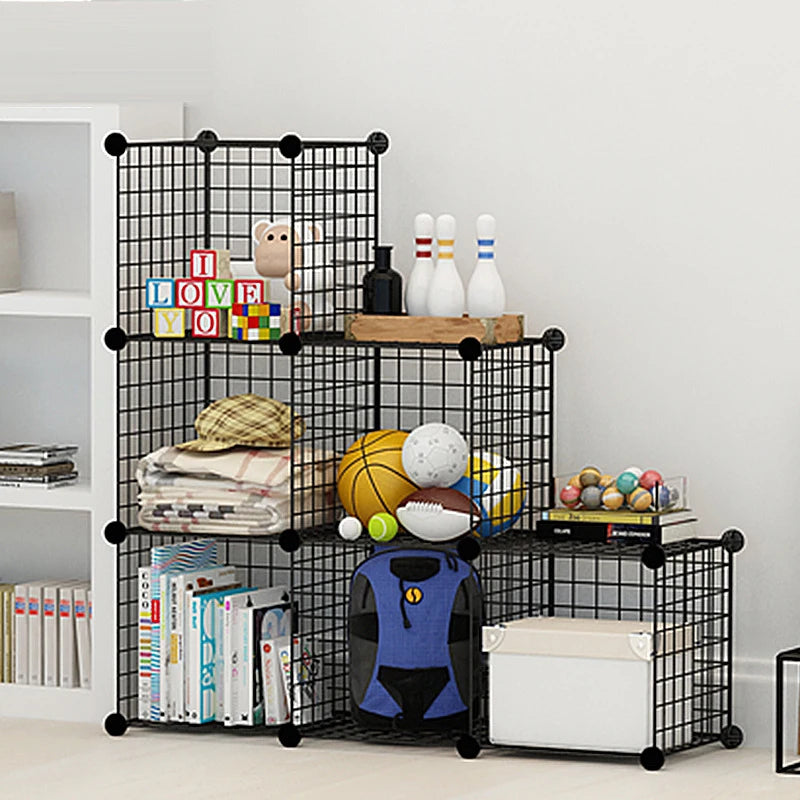 Multifunctional Black Metal 35x35cm Mesh Combination Storage DIY Cube