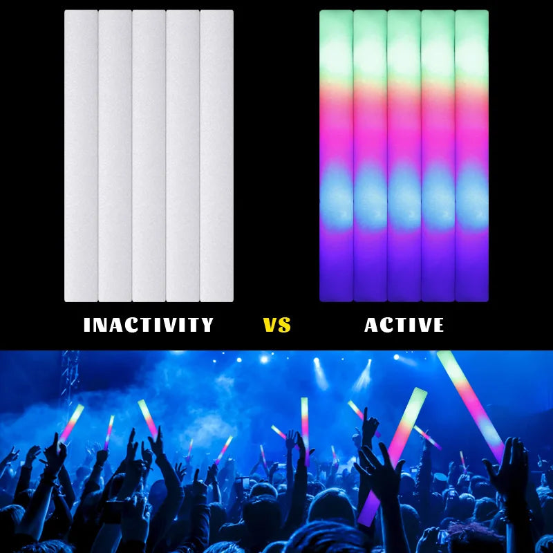 15/30Pcs LED Glow Sticks Bulk Colorful RGB