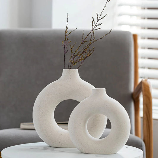 Nordic Vase Circular Hollow Ceramic