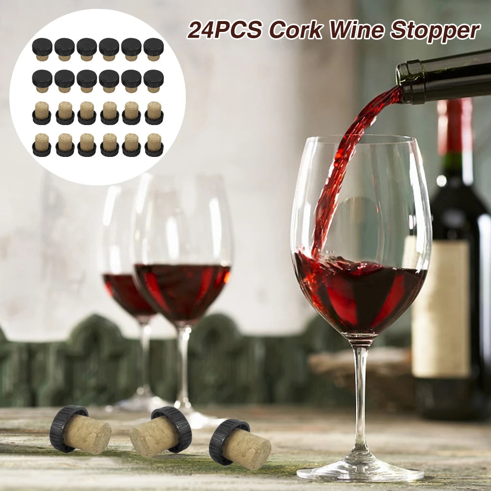 24pcs Bar Wine Stopper Beer Cap Home Kitchen T Shaped Cork Plugs For Bottles