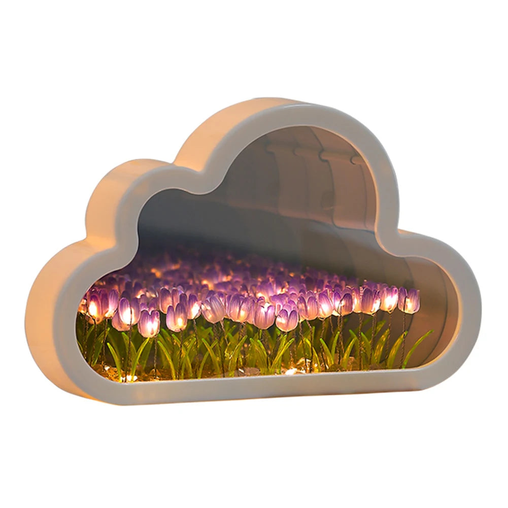 DIY Cloud Tulip LED Night Light Mirror