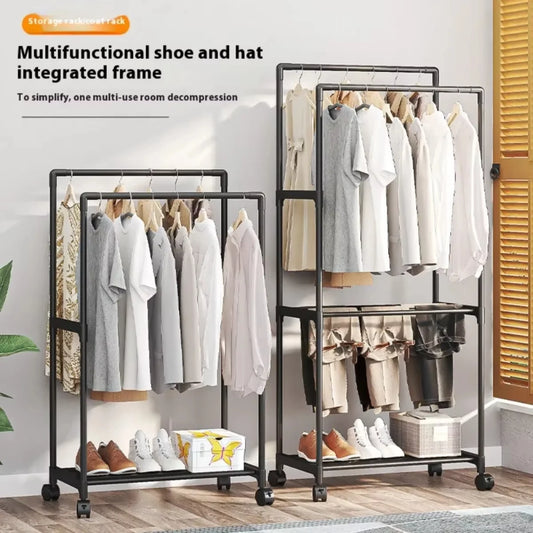 Coat Rack Movable Double Clothes