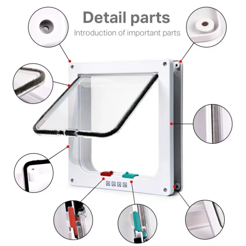 Cat Flap Door with 4 Way Security