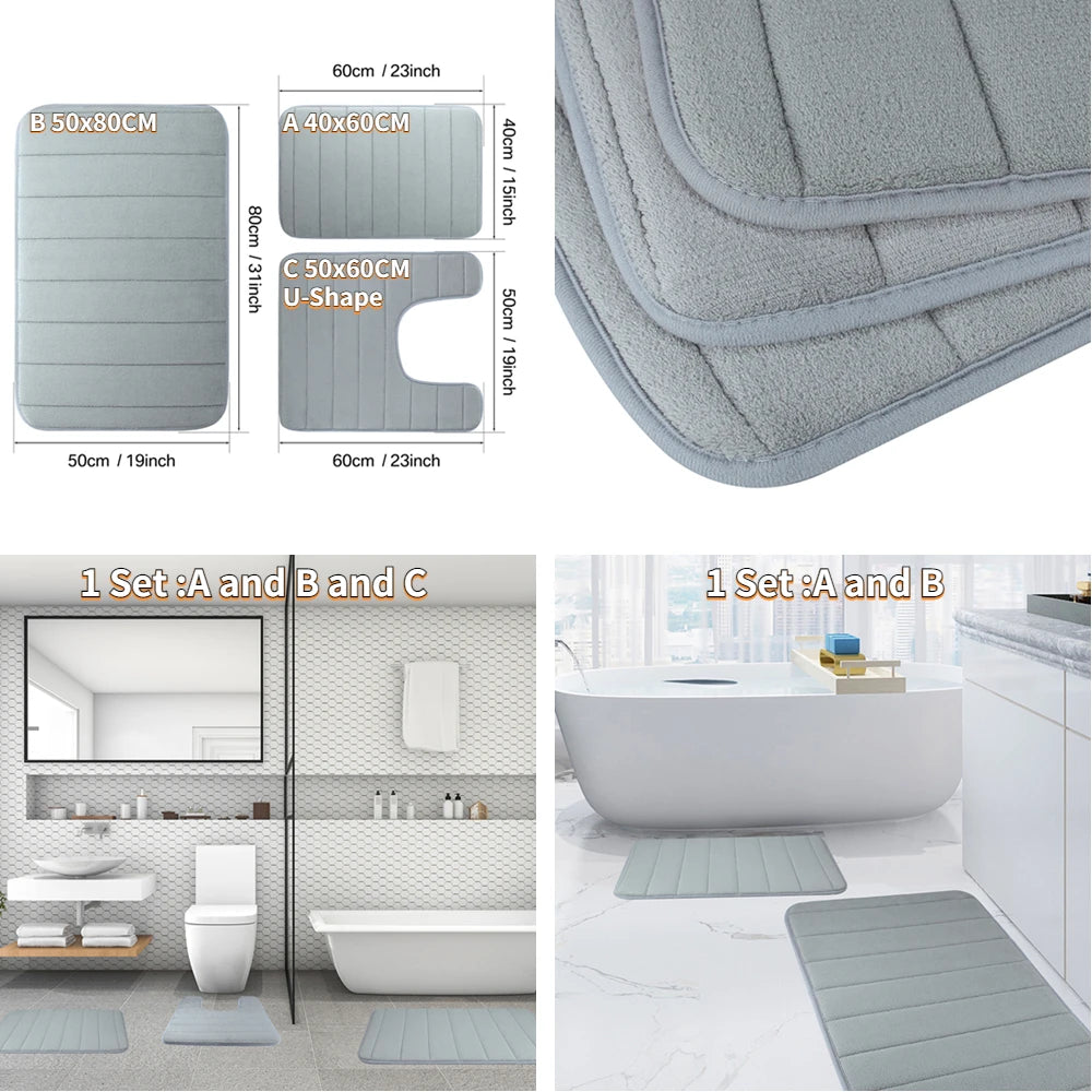 Super Absorbent Bath Mat Memory Foam Carpet